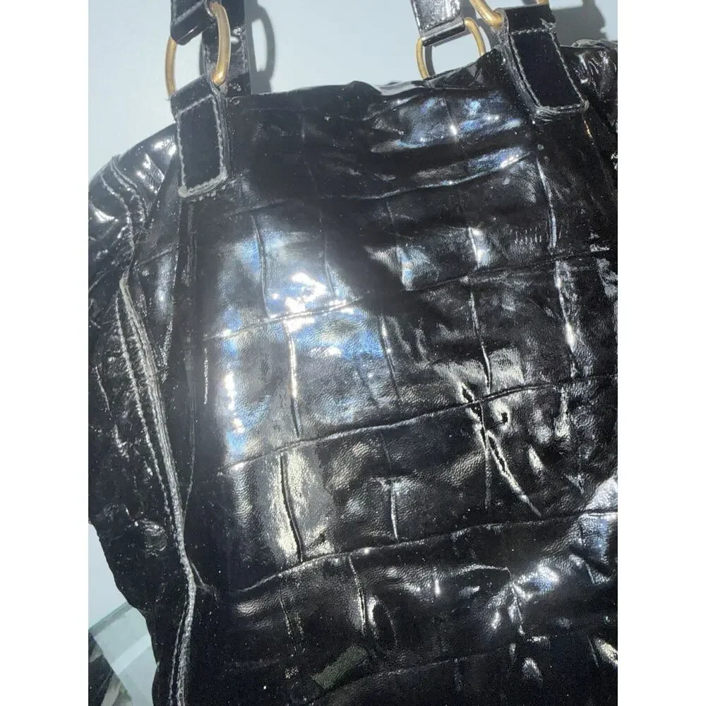 Yves Saint Laurent Rare Downtown Black Patent Leather Tote Bag Hand Bag - Picture 6 of 14